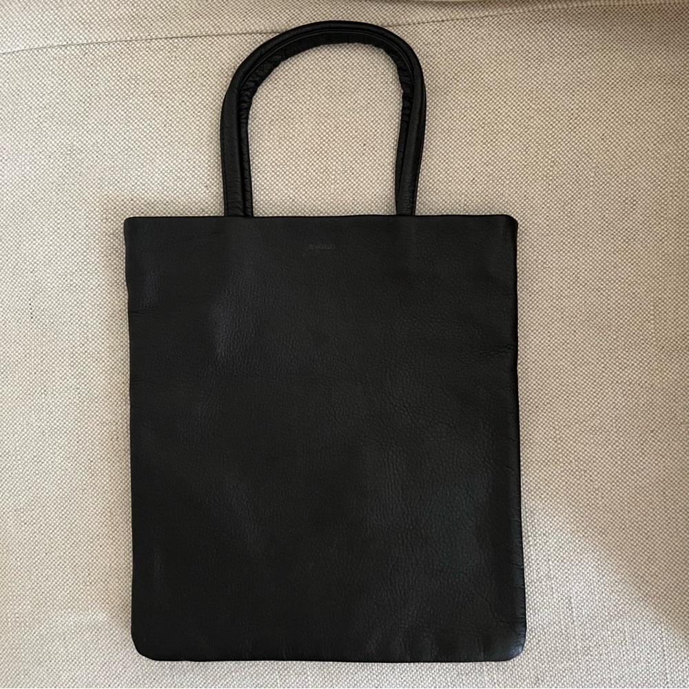NWT Baggu black leather mini flat tote